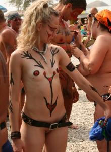 Nudists celebrating event